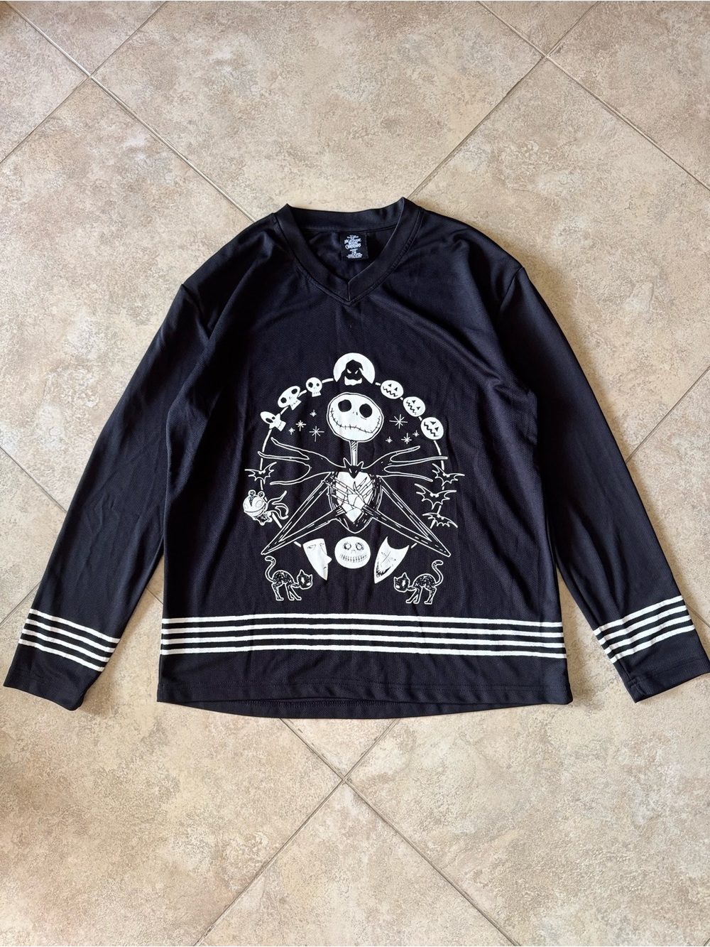 Disney Black V-Neck Jack Skellington Graphic Sweater